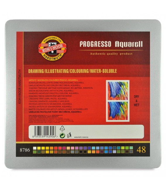 Koh-i-noor Progresso Woodless Aquarelle Pencils Set of 48 Colors