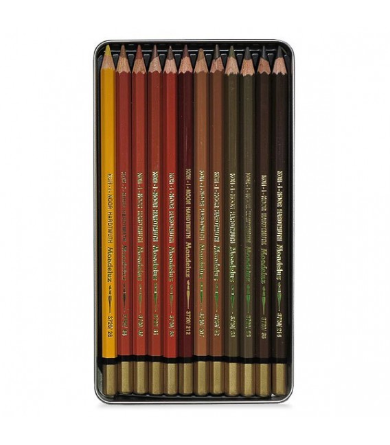 Koh-I-Noor Mondeluz Set оf 12 Aquarell Coloured Pencils 3722 Brown Line