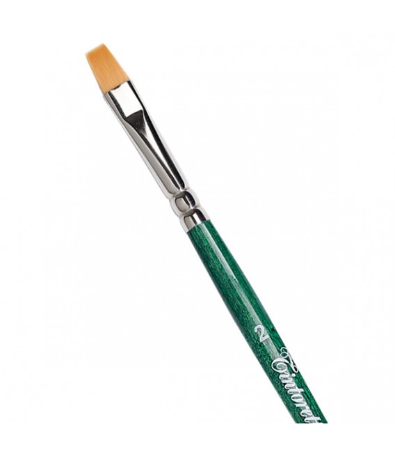 Flat Brush Tintoretto S866 Thin Synthetic Fiber Long Handle