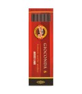 Koh-I-Noor Gioconda Dark Brown Sepia Drawing Chalks Set of 6 x 5.6 mm
